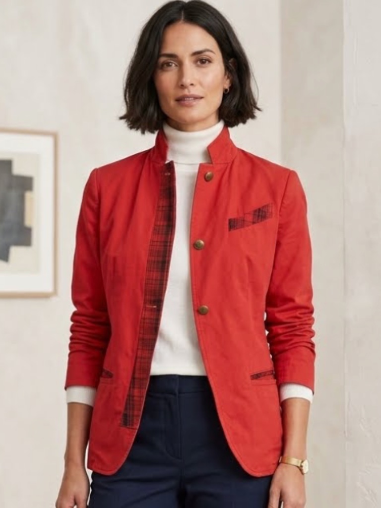 Kenzo Jeans Paris Womens Sz 36 Red Cotton Jacket Blazer